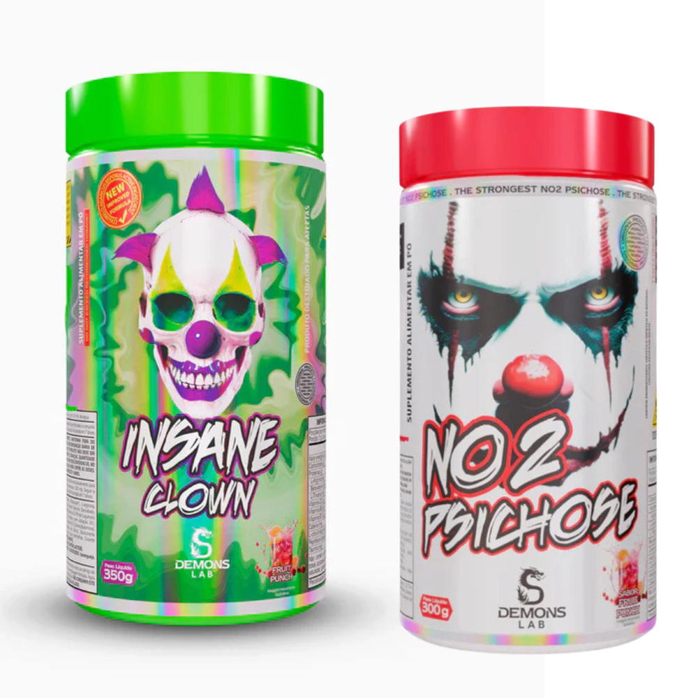 Kit Pré Treino Demons Lab Insane Clown 350g + NO2 Psichose 300g