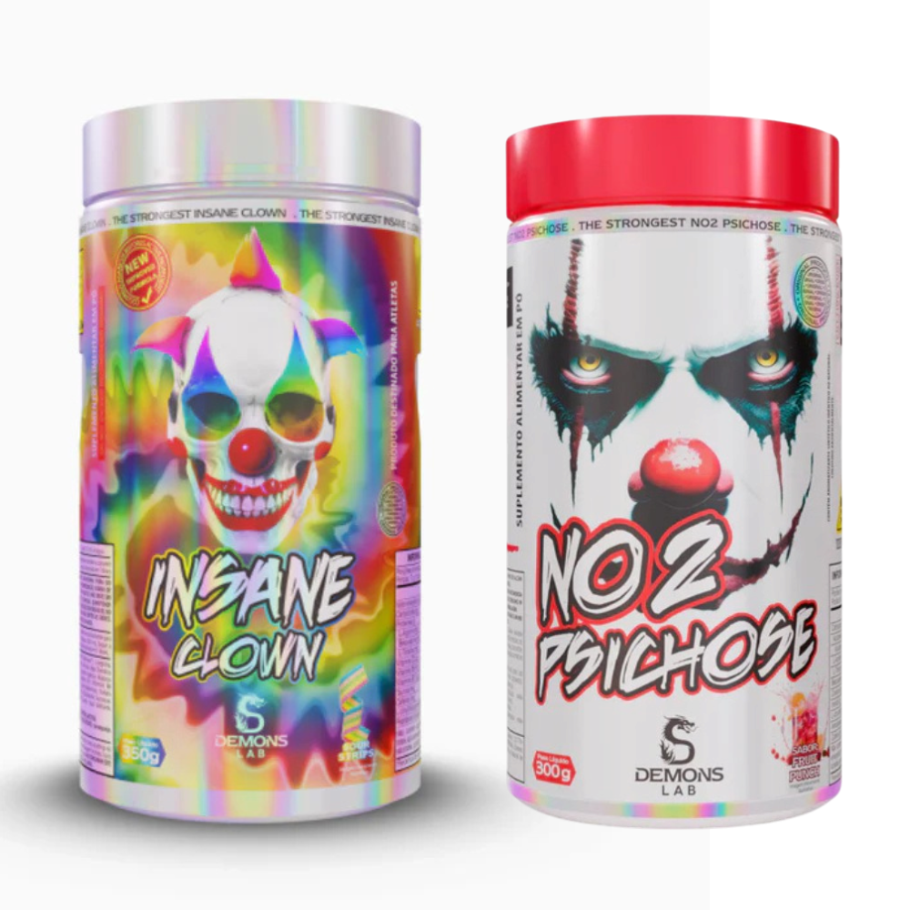 Kit Pré Treino Demons Lab Insane Clown 350g + NO2 Psichose 300g