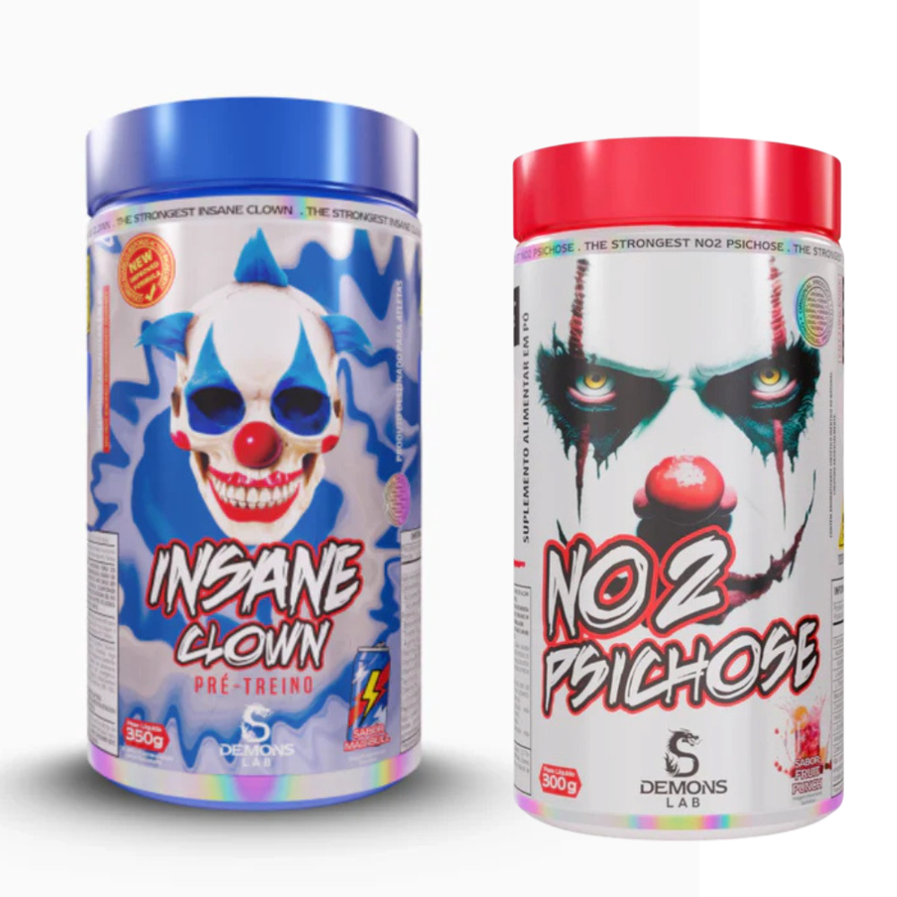 Kit Pré Treino Demons Lab Insane Clown 350g + NO2 Psichose 300g
