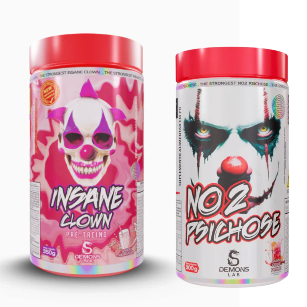 Kit Pré Treino Demons Lab Insane Clown 350g + NO2 Psichose 300g