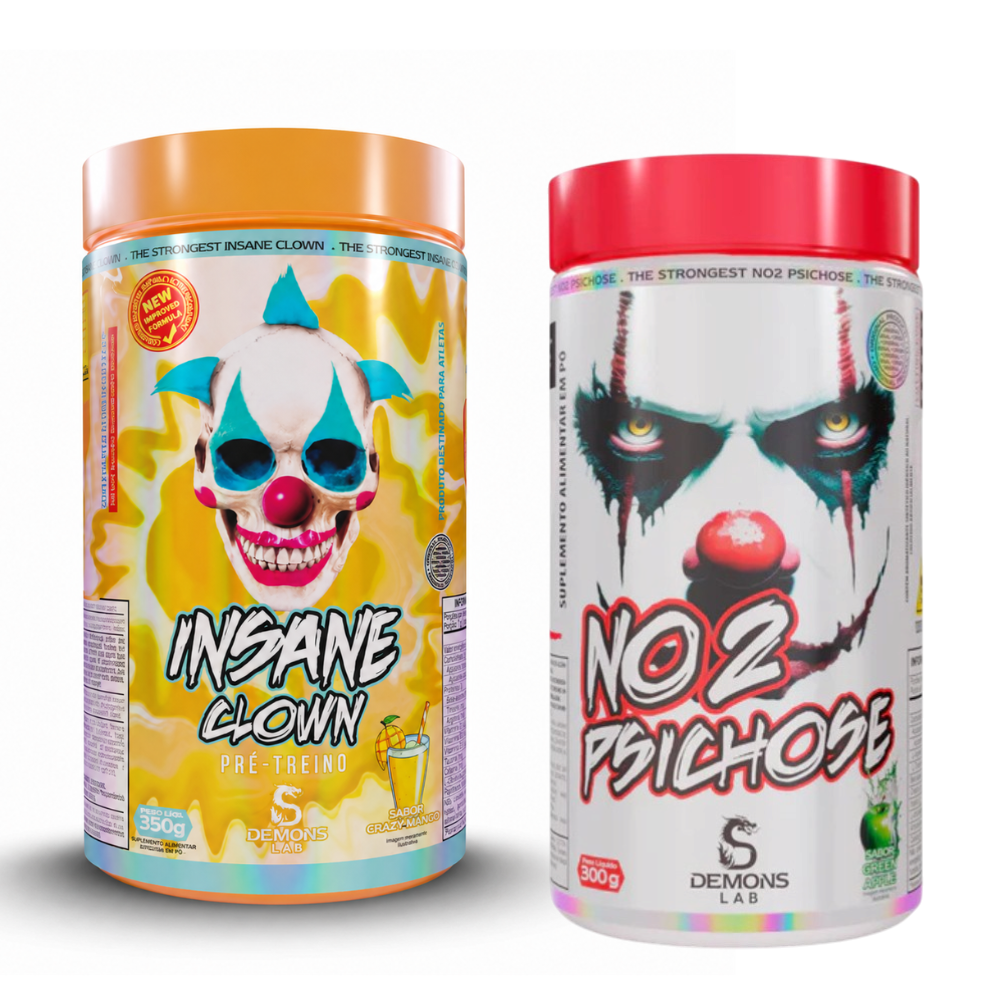 Kit Pré Treino Demons Lab Insane Clown 350g + NO2 Psichose 300g