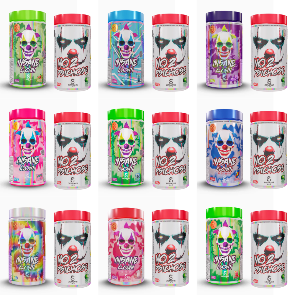 Kit Pré Treino Demons Lab Insane Clown 350g + NO2 Psichose 300g