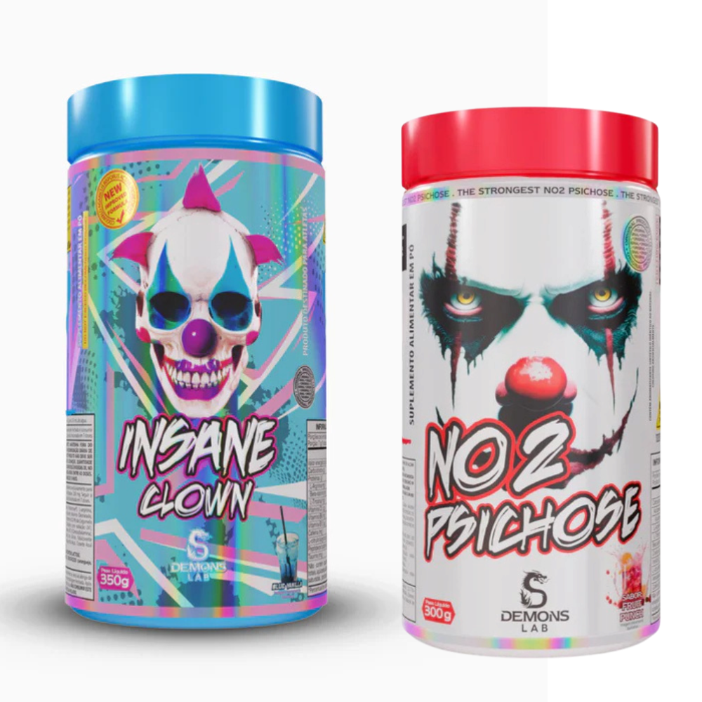 Kit Pré Treino Demons Lab Insane Clown 350g + NO2 Psichose 300g