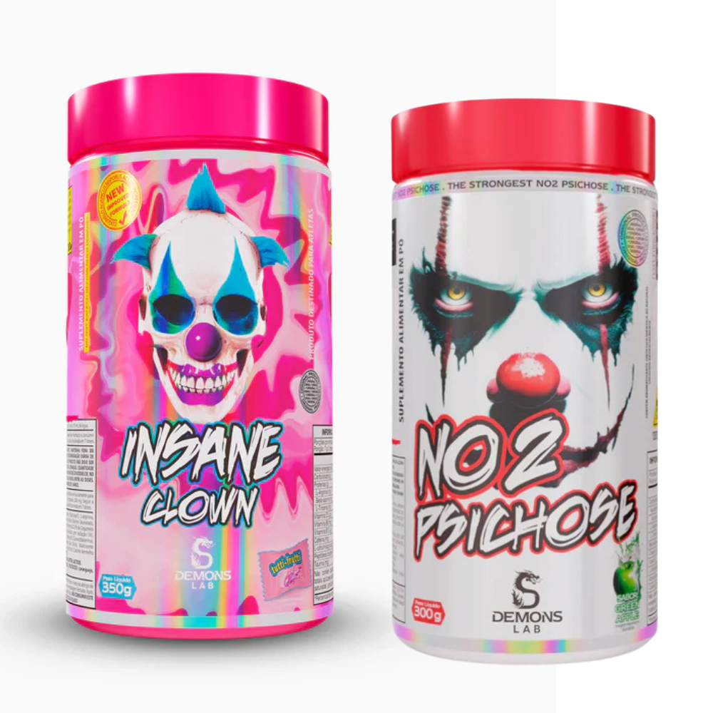 Kit Pré Treino Demons Lab Insane Clown 350g + NO2 Psichose 300g
