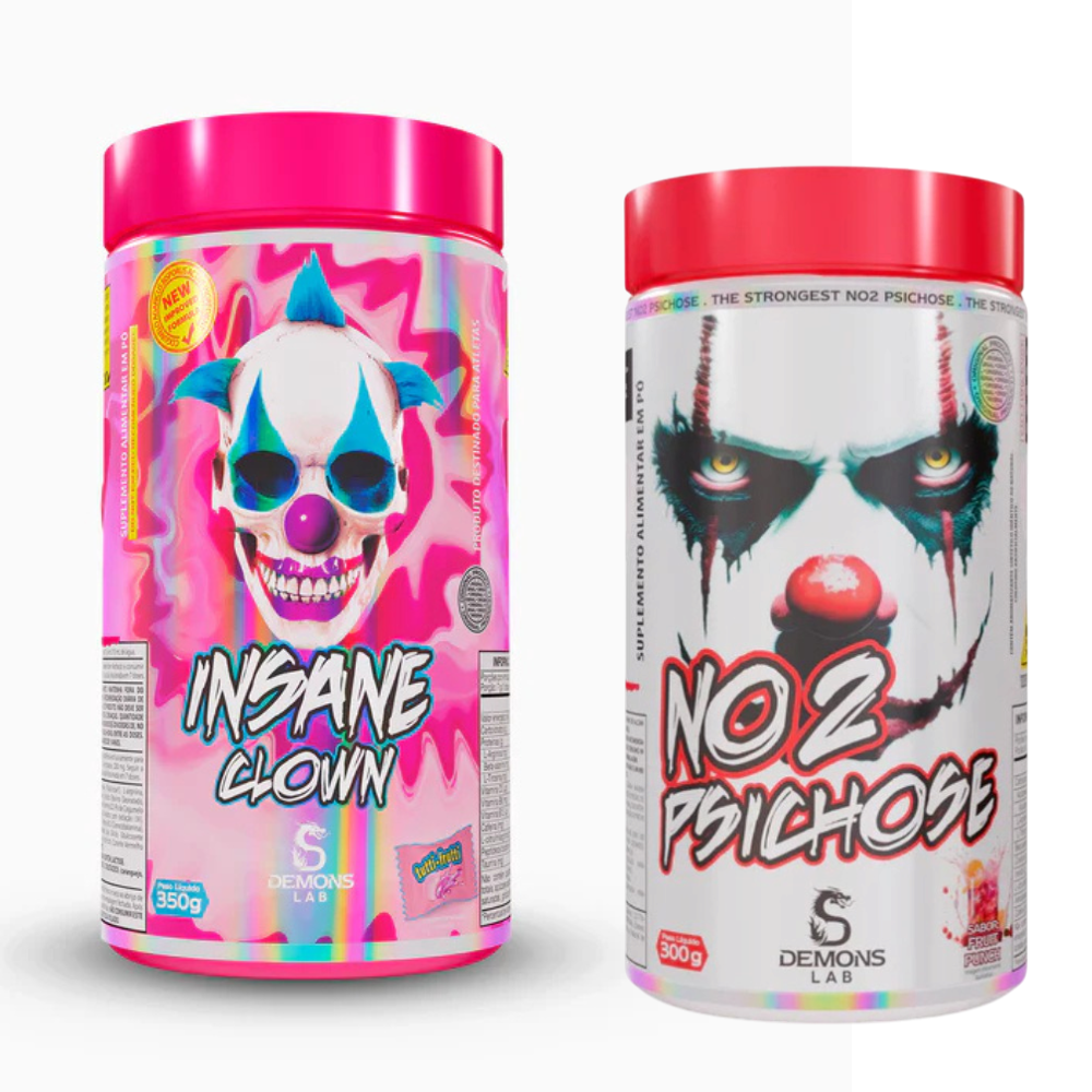 Kit Pré Treino Demons Lab Insane Clown 350g + NO2 Psichose 300g