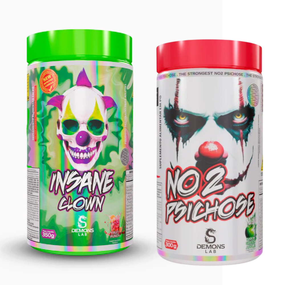 Kit Pré Treino Demons Lab Insane Clown 350g + NO2 Psichose 300g