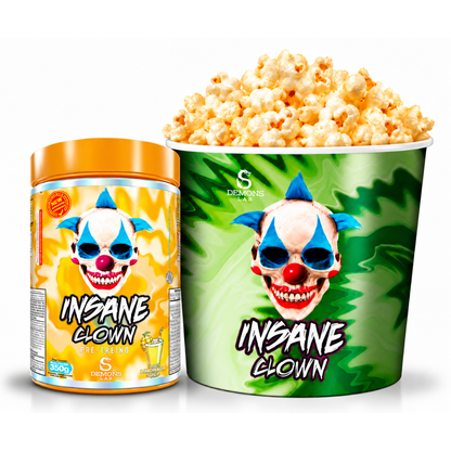 Kit Balde de pipoca + 1 pré treino insane clow 350g Demons lab