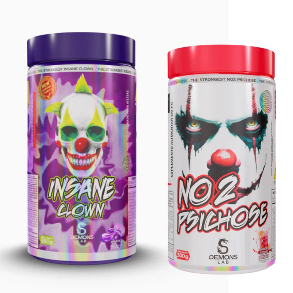 Kit Pré Treino Demons Lab Insane Clown 350g + NO2 Psichose 300g