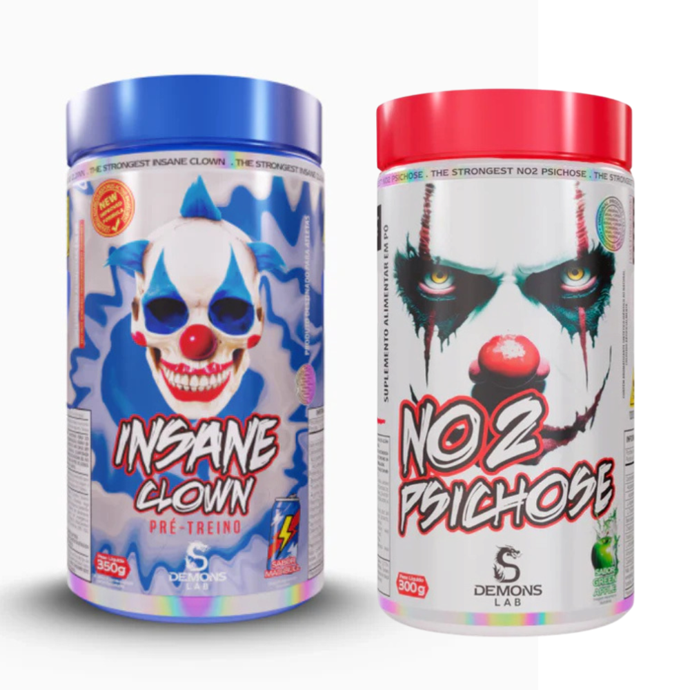 Kit Pré Treino Demons Lab Insane Clown 350g + NO2 Psichose 300g