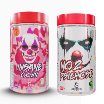 Kit Pré Treino Demons Lab Insane Clown 350g + NO2 Psichose 300g