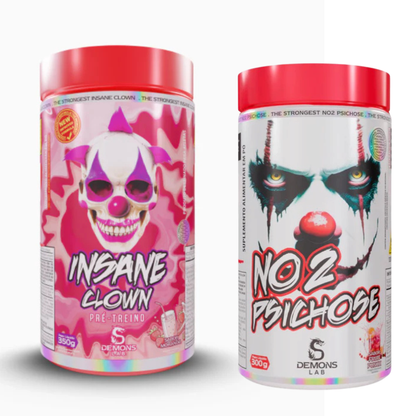 Kit Pré Treino Demons Lab Insane Clown 350g + NO2 Psichose 300g
