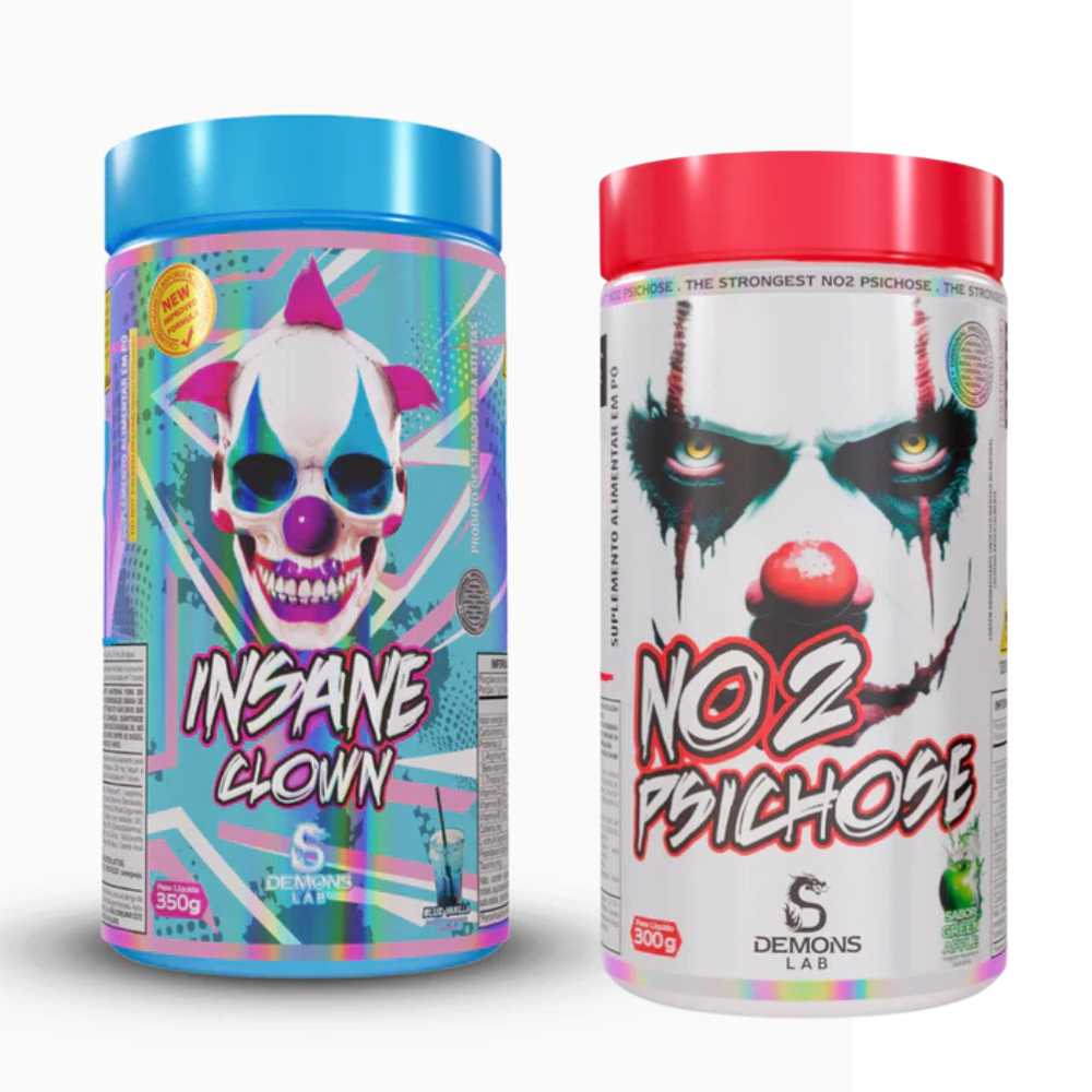 Kit Pré Treino Demons Lab Insane Clown 350g + NO2 Psichose 300g