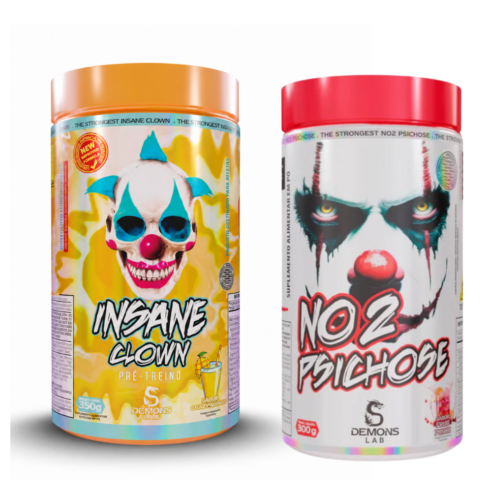 Kit Pré Treino Demons Lab Insane Clown 350g + NO2 Psichose 300g