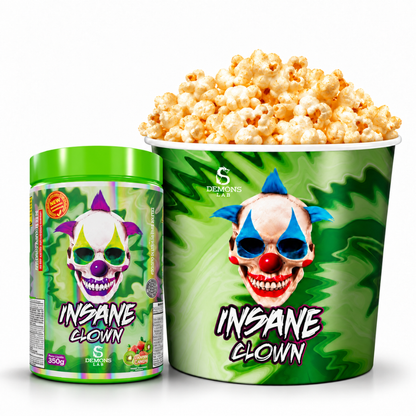 Kit Balde de pipoca + 1 pré treino insane clow 350g Demons lab