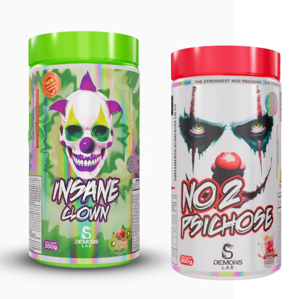 Kit Pré Treino Demons Lab Insane Clown 350g + NO2 Psichose 300g