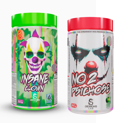 Kit Pré Treino Demons Lab Insane Clown 350g + NO2 Psichose 300g