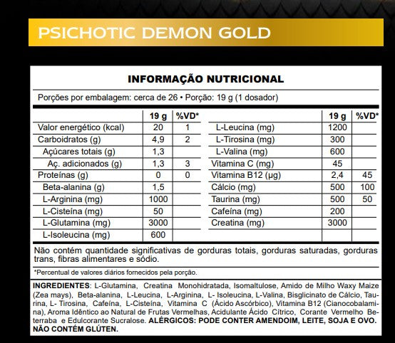 Pré Treino - Psichotic Demon Gold - Demons Lab
