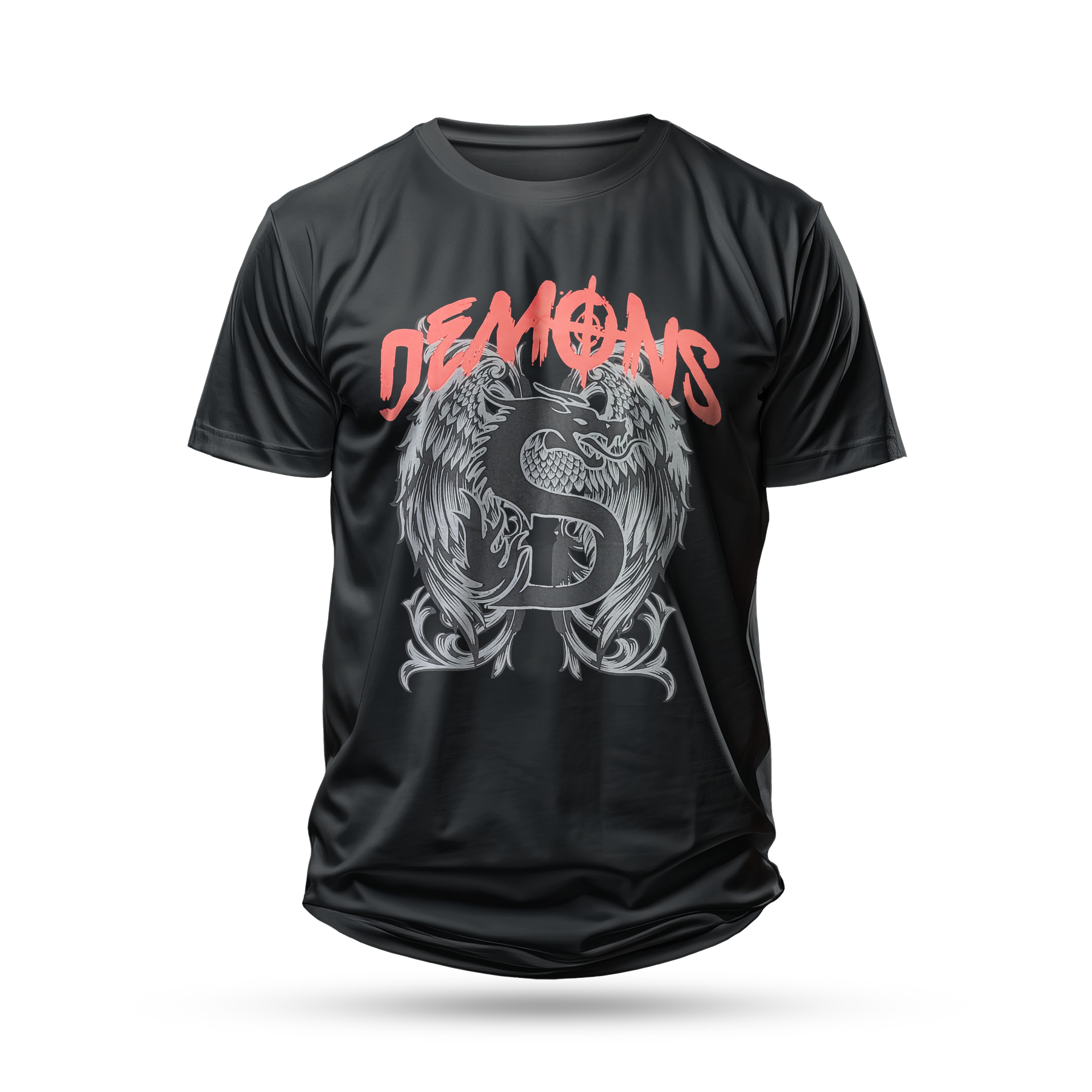 Camiseta Manga Curta Logo Demons Lab com Asas